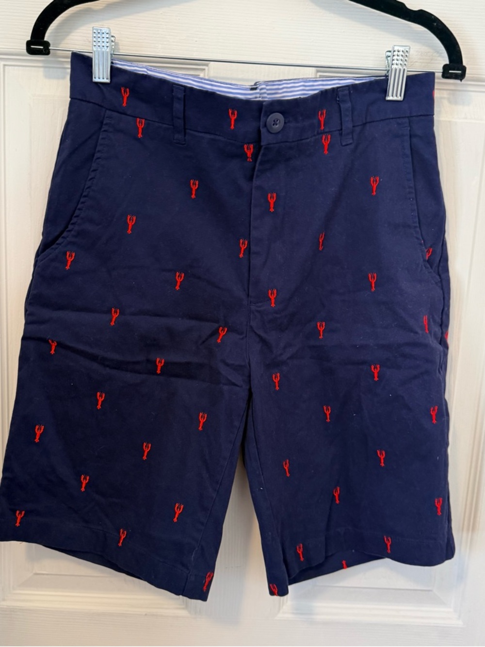 Isaac Mizrahi Navy Shorts with Red Lobster Embroidery